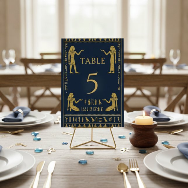 Egyptian Winged Sun & Hieroglyphs – Editable Table Number (Creator Uploaded)