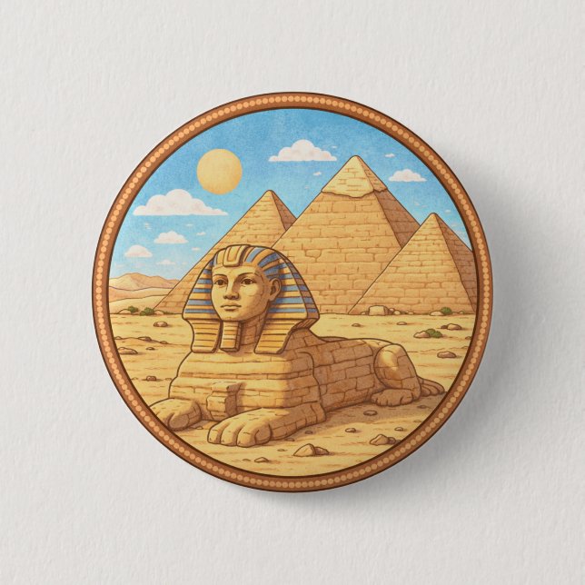 Egypt's Sphinx 6 Cm Round Badge (Front)
