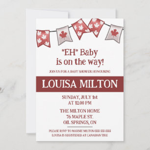"Eh" Baby is on the way! Canada Day Baby Shower Invitation
