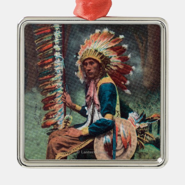 Ehankekle Chief Portrait Metal Tree Decoration (Front)