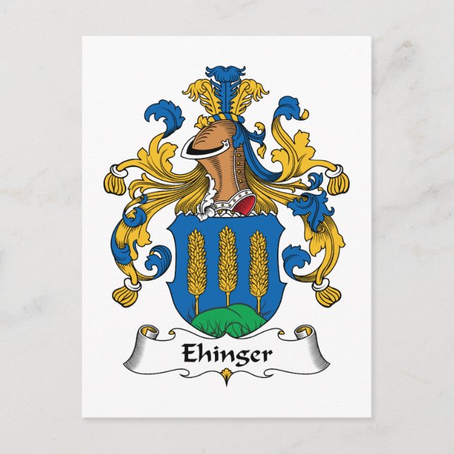 Ehinger Family Crest Postcard (Front)