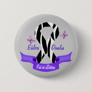 Ehlers-Danlos EDS I'm a Zebra Awareness Ribbon 6 Cm Round Badge
