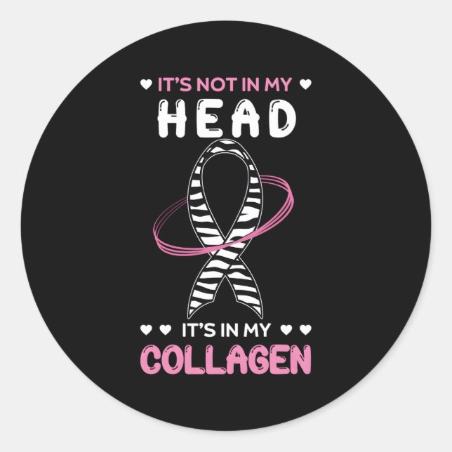 Ehlers Danlos Syndrome Black And White Zebra Strip Classic Round Sticker (Front)