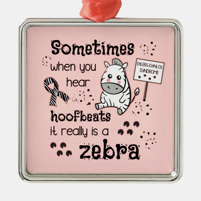 Ehlers-Danlos Syndrome Zebra Awareness Metal Tree Decoration (Front)