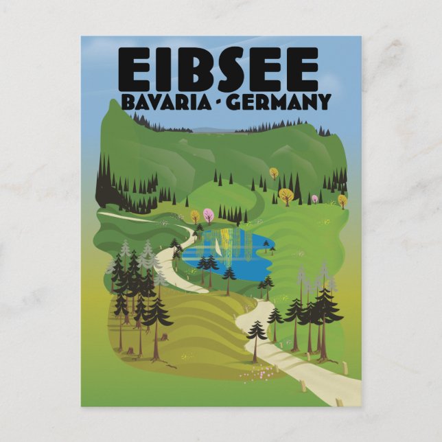 Eibsee Germany travel poster. Postcard (Front)