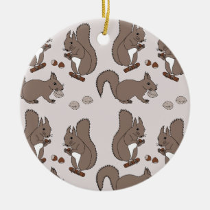 Eichhörnchen Desgin dunkel Ceramic Tree Decoration