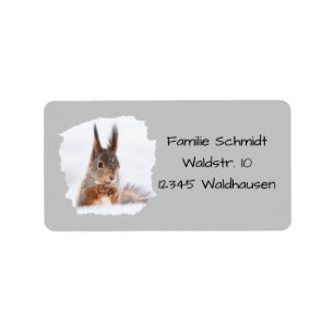 Eichhörnchen im Schnee - grau Label