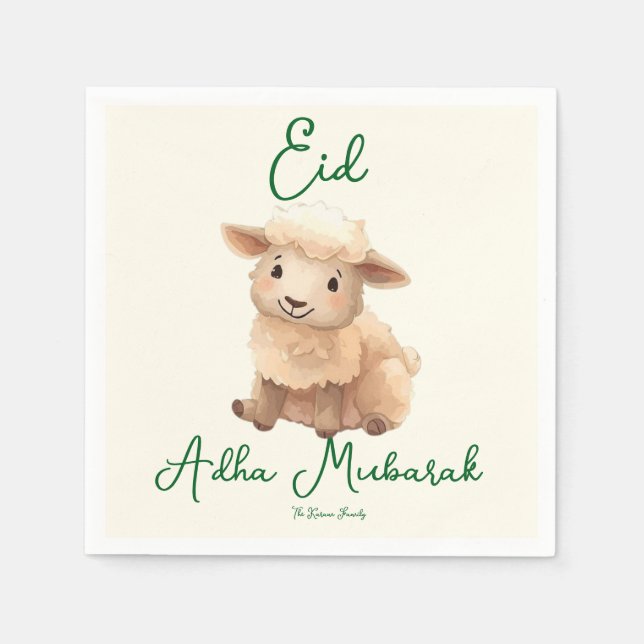 Eid  Al Adha Beige Cute  Sheep  Dinner  Napkin (Front)