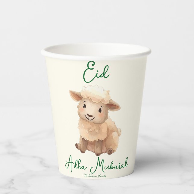 Eid  Al Adha Beige Cute  Sheep Dinner  Paper Cups (Front)
