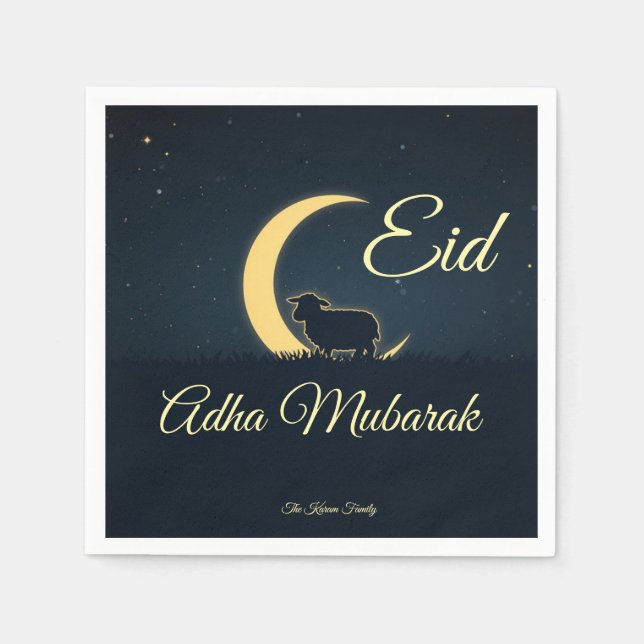 Eid  Al Adha Dark Blue Sheep  Dinner  Napkin (Front)