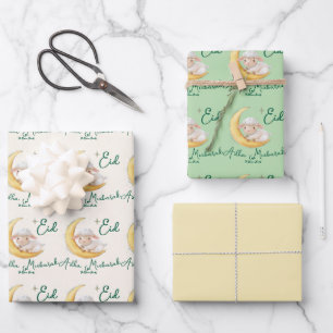 Eid  Al Adha Dusty Green Cute Sheep Wrapping Paper Sheet
