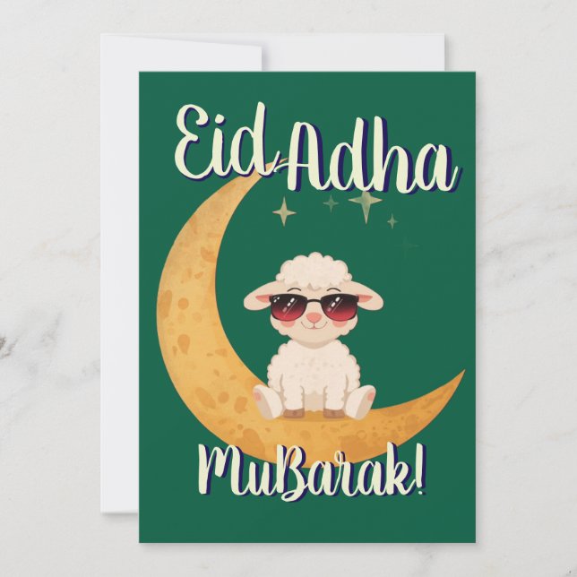 Eid Al Adha Mubarak Cute Sheep Greeting Card  (Front)