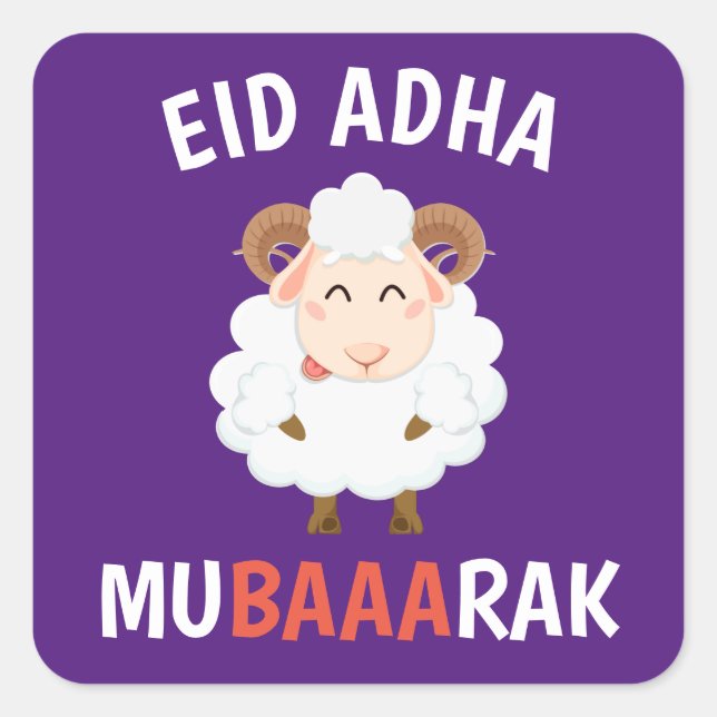Eid Al Adha Mubarak For Muslim Square Sticker (Front)