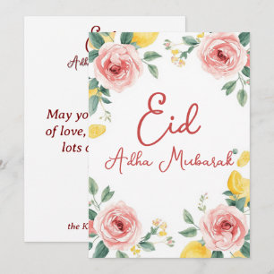 Eid Al Adha Mubarak Modern Floral Greeting Card 