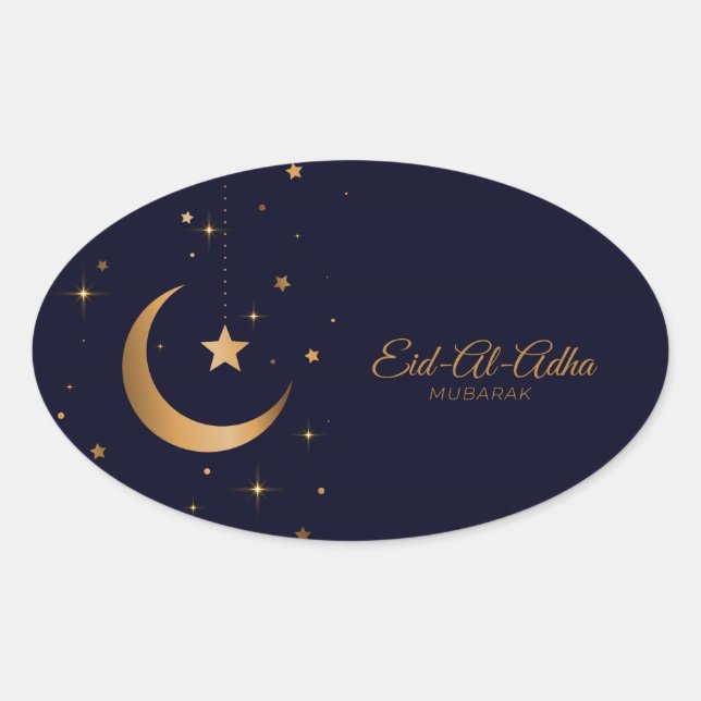 Eid-Al-Adha Mubarak Oval Sticker (Front)