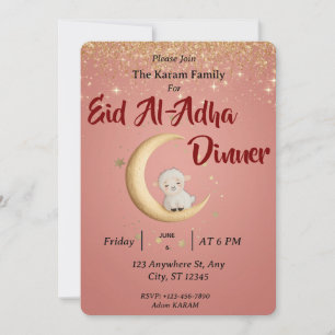 Eid Al Adha Mubarak Pink Modern Invitation