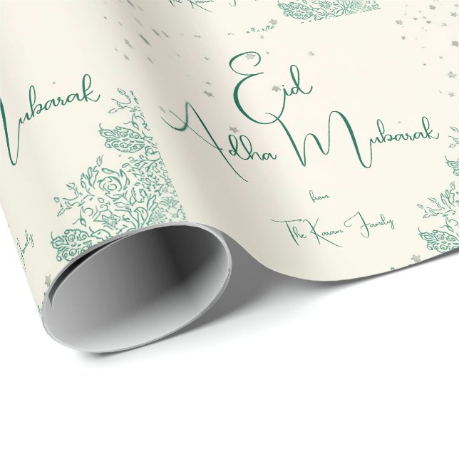 Eid  Al Adha Sage Green Dinner  Wrapping Paper (Roll Corner)