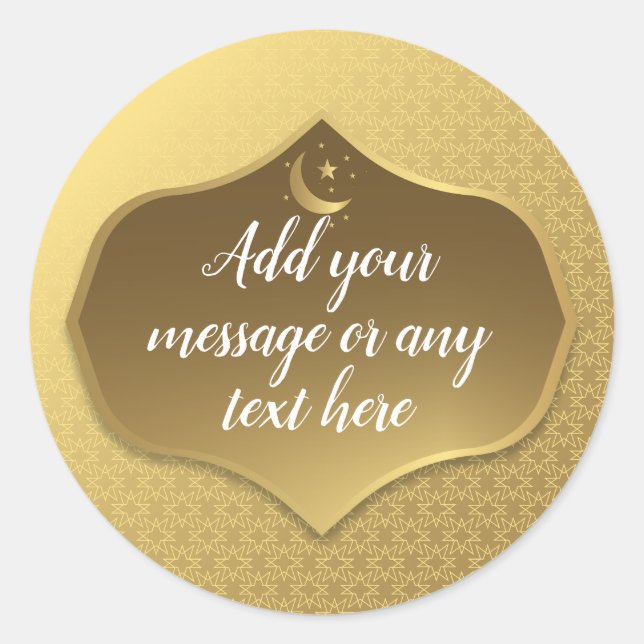 Eid Al-Fitr Gold Classic Round Sticker (Front)