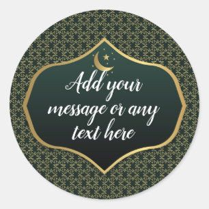 Eid Al-Fitr Gold Green Classic Round Sticker