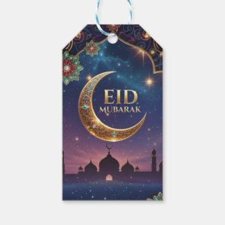 Eid al fitr Islamic celebration Gold And navy Gift Tags