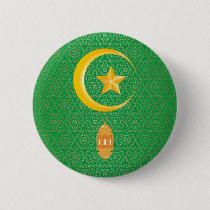 Eid al Fitr Mubarak Ramadan Kareem Moon Star 6 Cm Round Badge