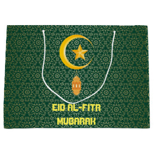 Eid al Fitr Mubarak Ramadan Kareem Moon Star Large Gift Bag