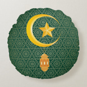 Eid al Fitr Mubarak Ramadan Kareem Moon Star Round Cushion