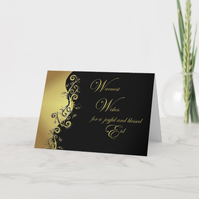 Eid card abstract floral design on black (Front)
