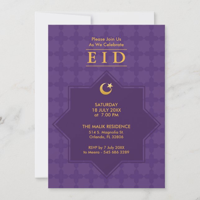 Eid Celebration 8 Pointed Star Party Invitation (Front)
