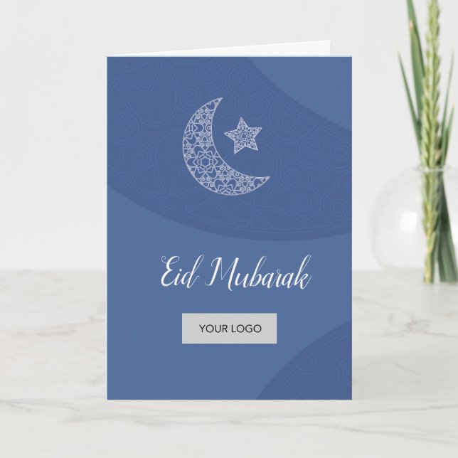 Eid Corporate Greeting Card - Blue (Front)