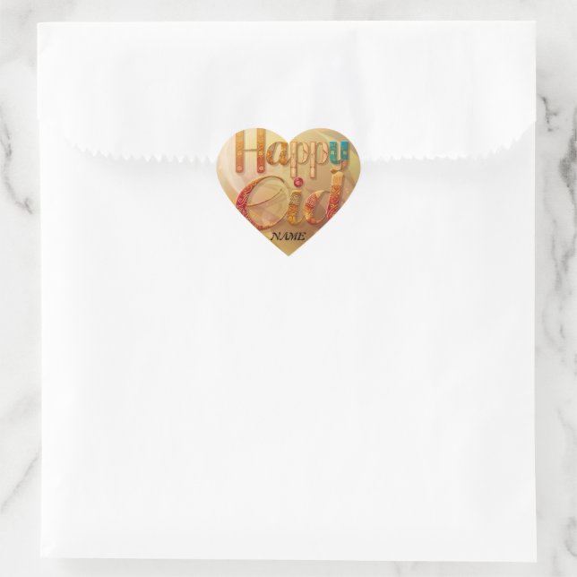 Eid greeting gift Personalised Heart Sticker (Bag)