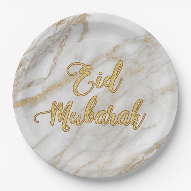 Eid Marble Gold 2 Plate 9" (Front)