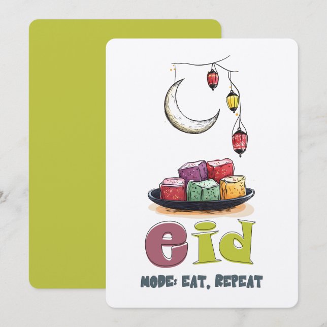 Eid Mode- No Guilt Allowed: Calories Don’t Count!  Invitation (Front/Back)