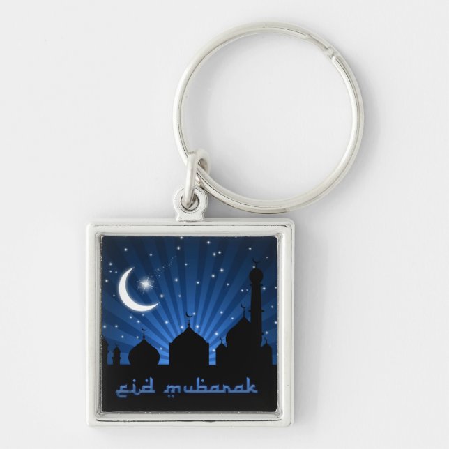 Eid Mosque Blue Night Key Ring (Front)