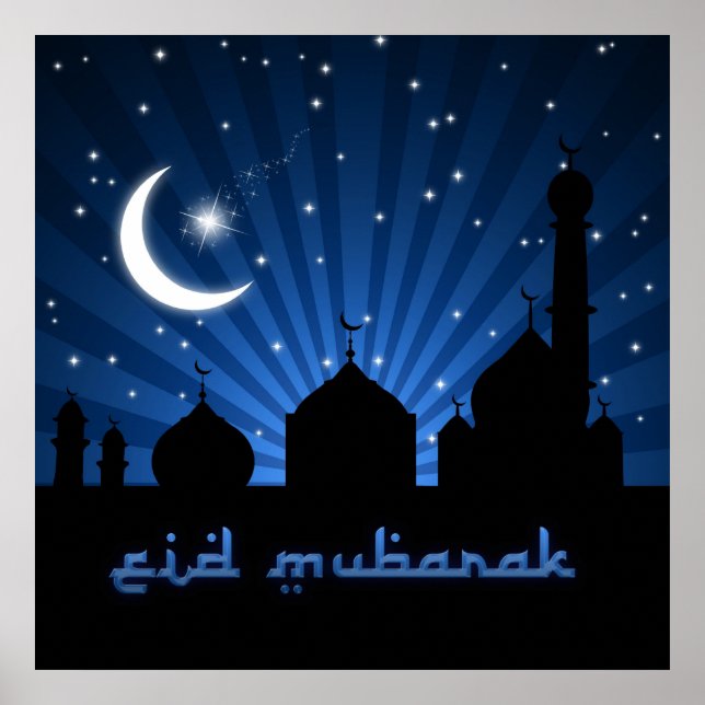 Eid Mosque Blue Night Poster (Front)