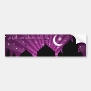 Eid Mosque Purple Night - Bumper Sticker