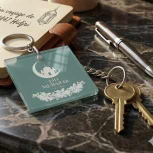 Eid Mubarak 1447 Hijri Crescent & Mosque Design Key Ring