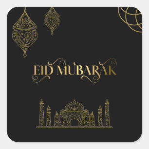 Eid Mubarak 2024 - Golden Calligraphy Square Sticker