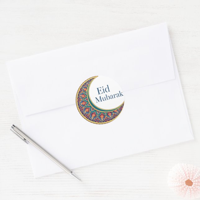 Eid Mubarak – A Celebration of Joy And Blessings! Classic Round Sticker (Envelope)