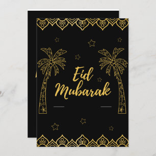 Eid Mubarak Black And Gold Holiday Card