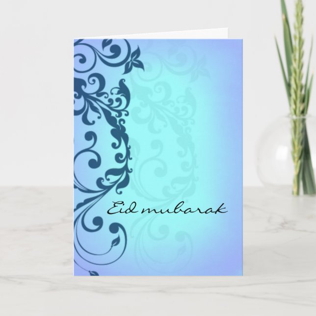 Eid mubarak - blue greeting card (Front)
