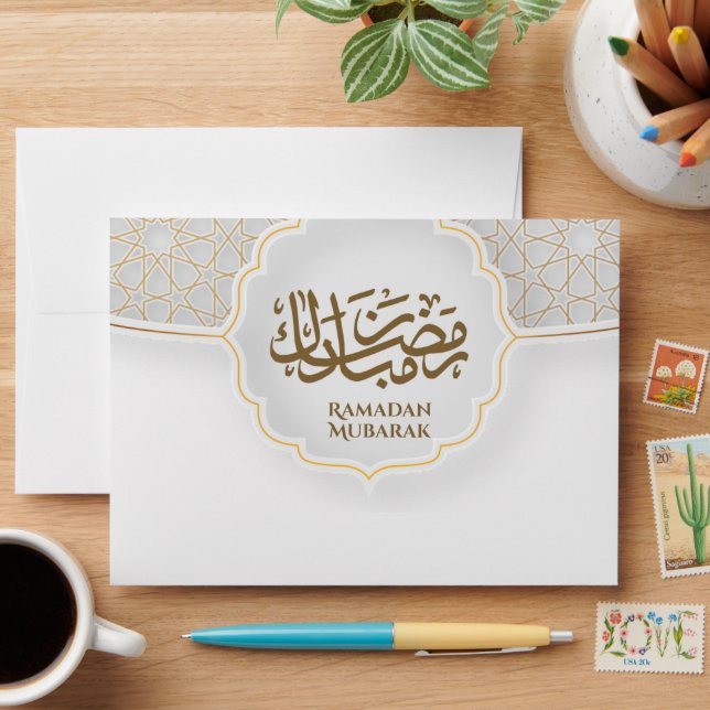 Eid Mubarak Card with Masjid Envelope (Desk)