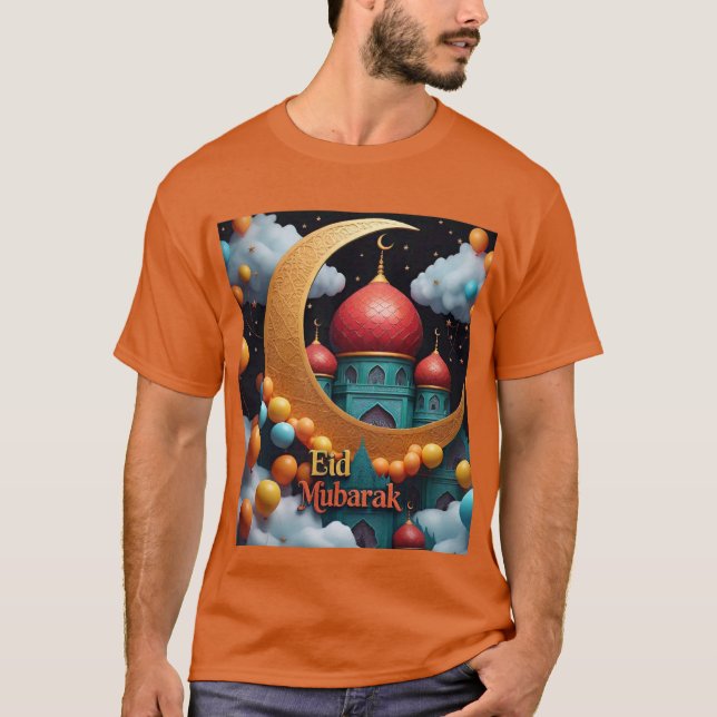 Eid Mubarak Celebration with Balloons Mens Tshirt (Front)