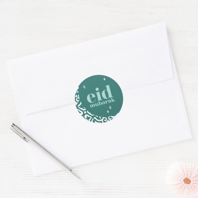 Eid Mubarak  Classic Round Sticker (Envelope)