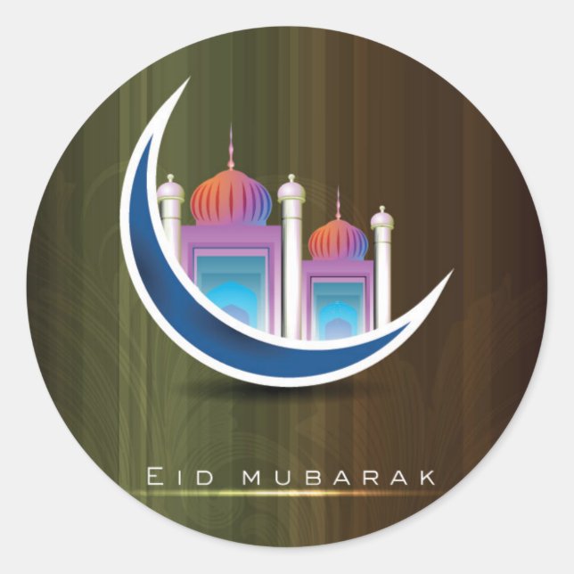 Eid mubarak classic round sticker (Front)