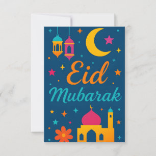 Eid Mubarak - Colorful for Kids Mosque Flowers Invitation
