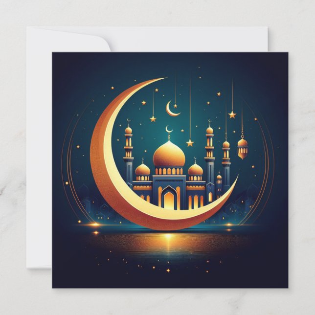 Eid Mubarak Customisable Greetings Text Holiday Card (Front)