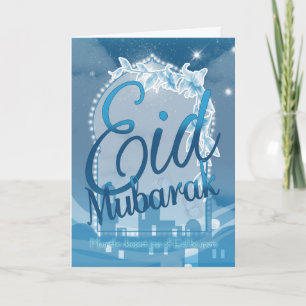 Eid mubarak, Eid Greeting Card, Eid Blue Card