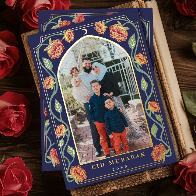 Eid Mubarak Elegant Blue Floral Photo (Creator Uploaded)