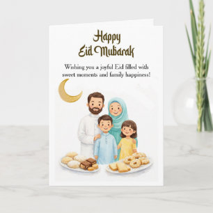 Eid Mubarak Family Greeting Card   Islamic Eid Car